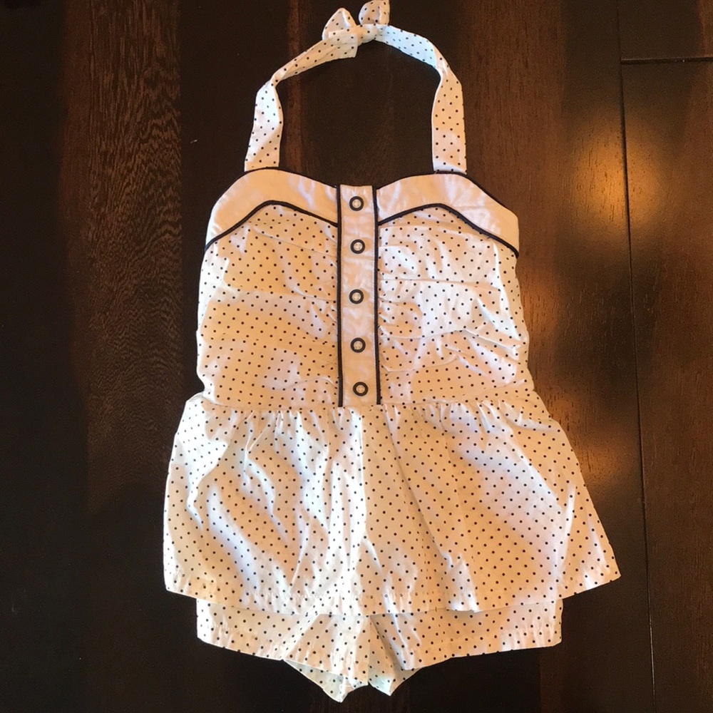 Girls Janie & Jack polka dot romper
